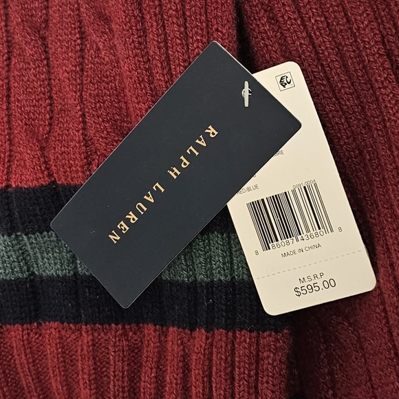 ***Ralph Lauren Cricket Cable Cashmere 60" x 60" Throw Blanket - Picture 2 of 11